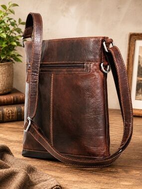 Jack Georges Voyager 7312 Buffalo Leather Crossbody Bag Brown